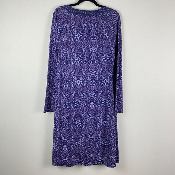 Soft Surroundings Faux Wrap Dress Size XL Tall Purple Animal Print Long Sleeve - Picture 5 of 9